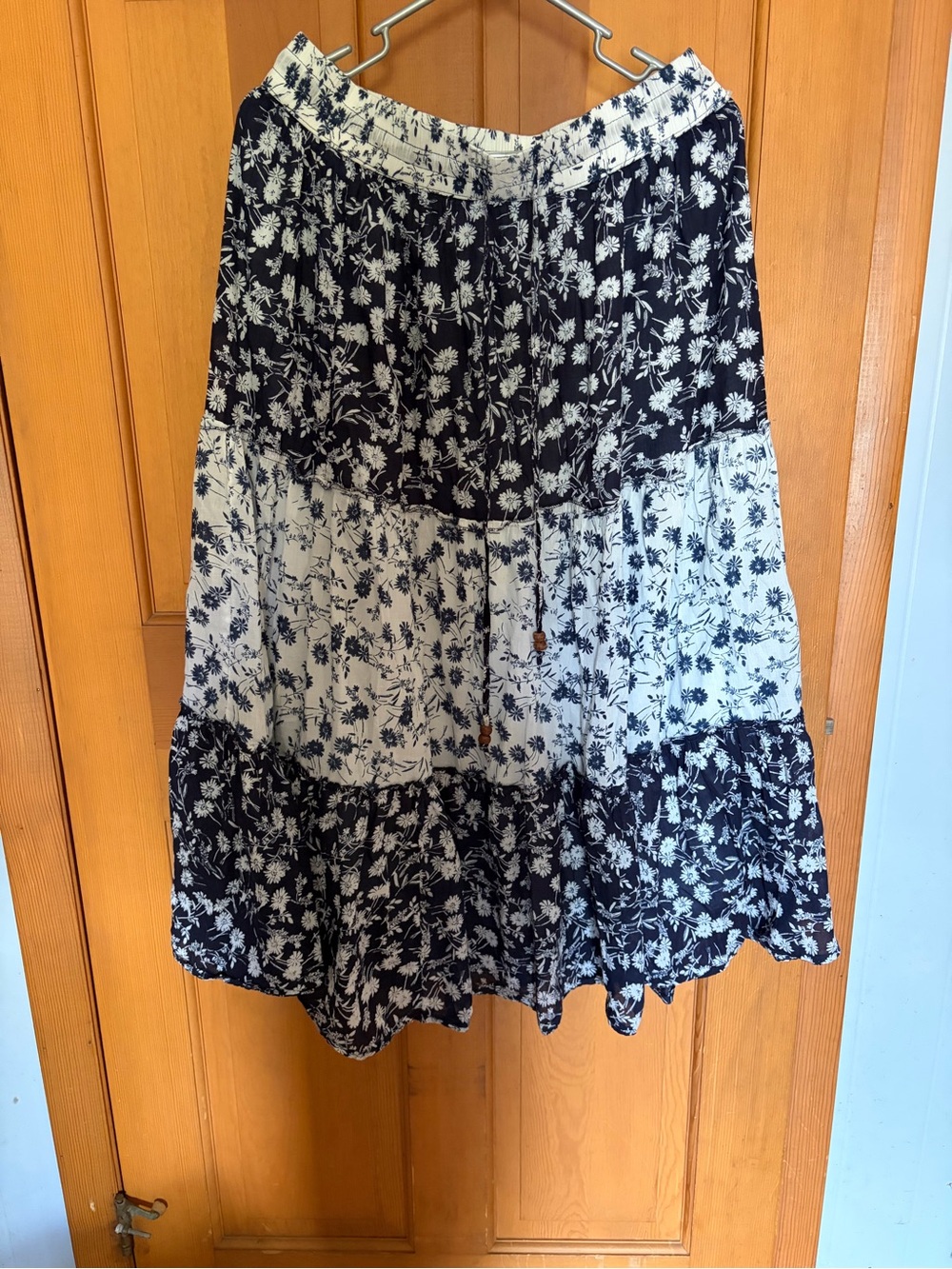 Mlle Gabrielle Blue Floral Tiered Maxi Skirt